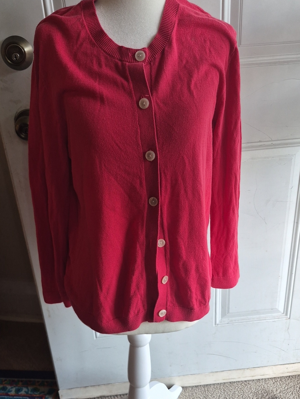 Loft Red Button Down Sweater
